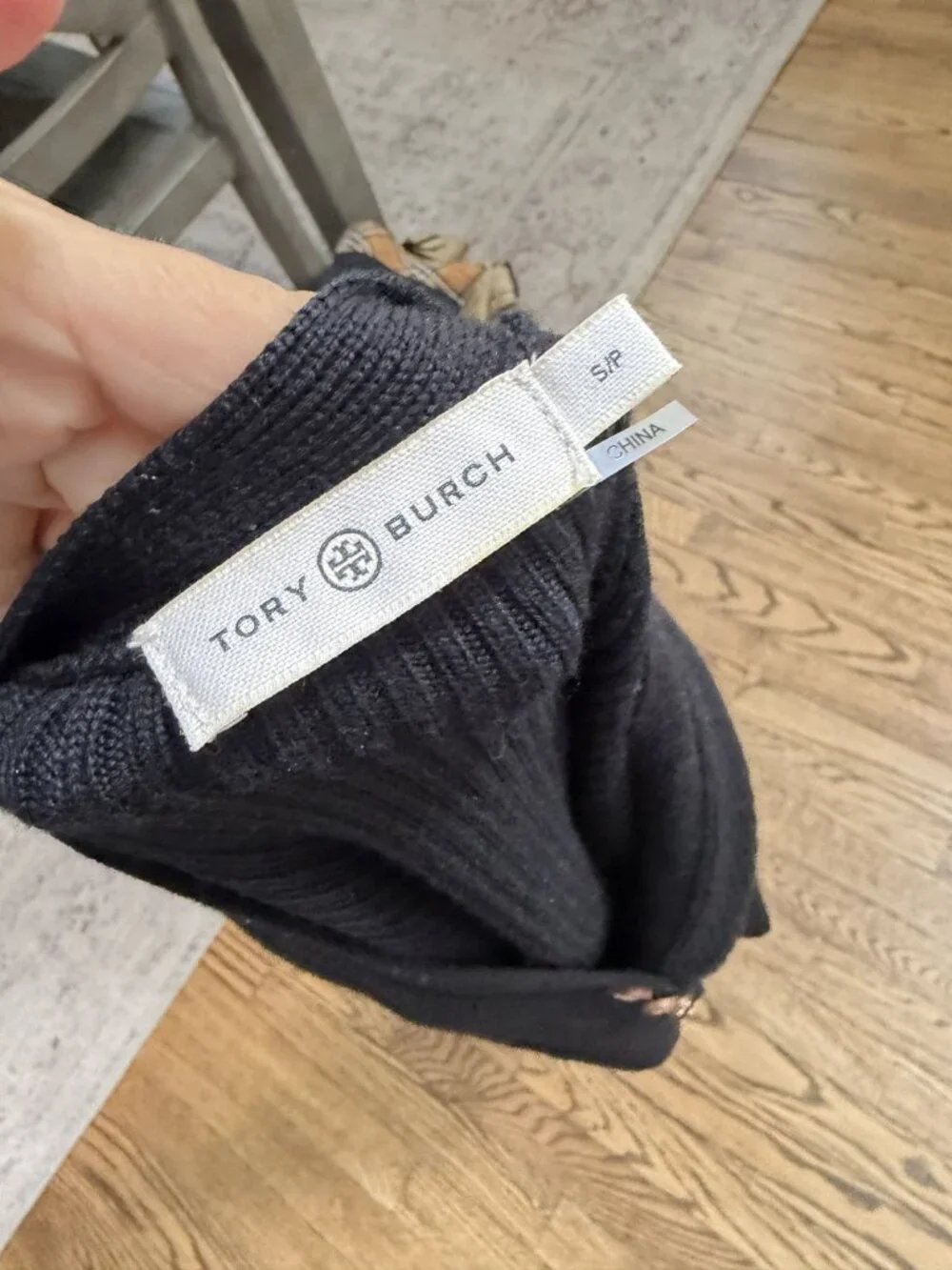 Tory Burch 100% Merino Wool Ribbed Gold Button Cardigan Small